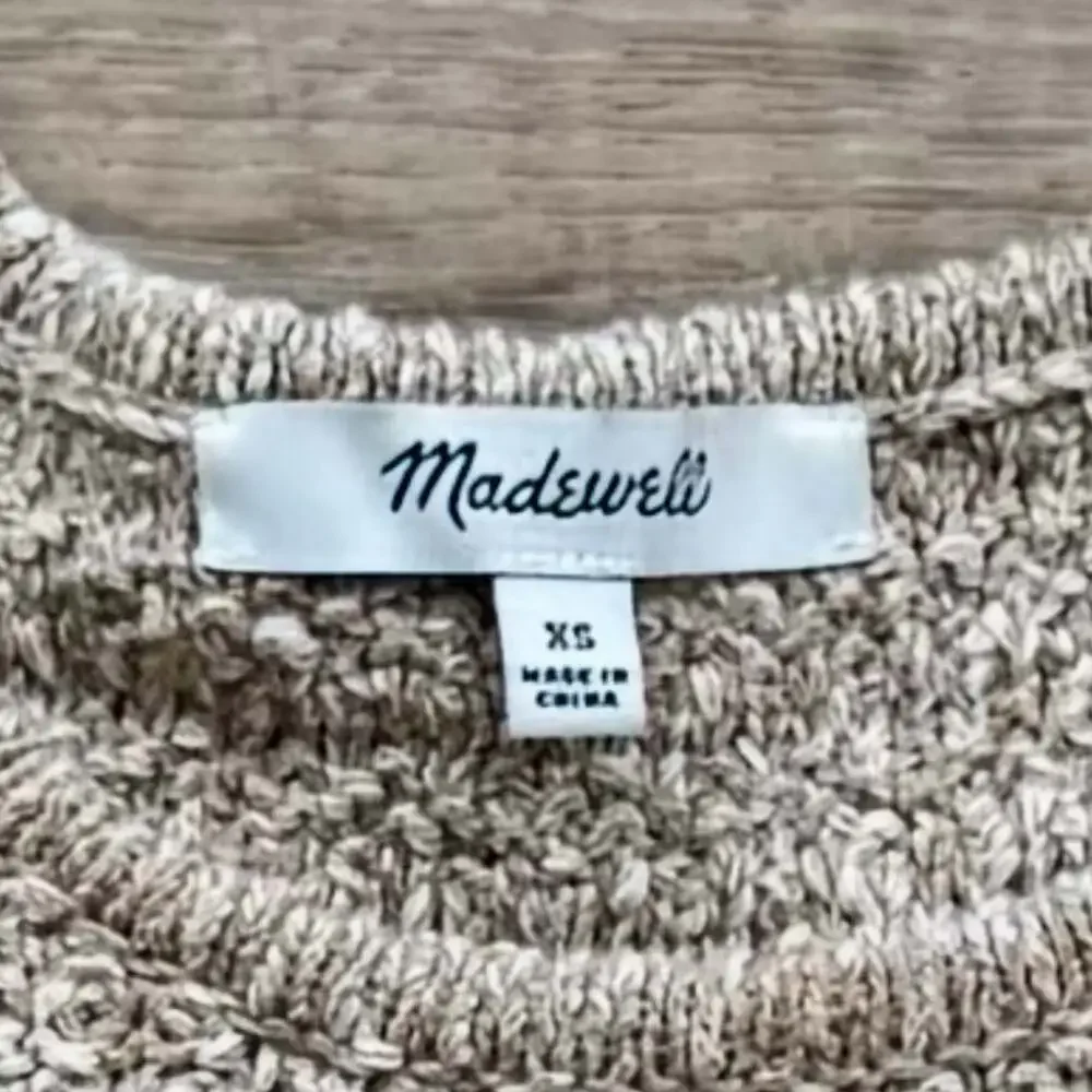Madewell Nicollet Ruffle Sweater Tank XS Marled Honey Cotton Knit Cropped Top